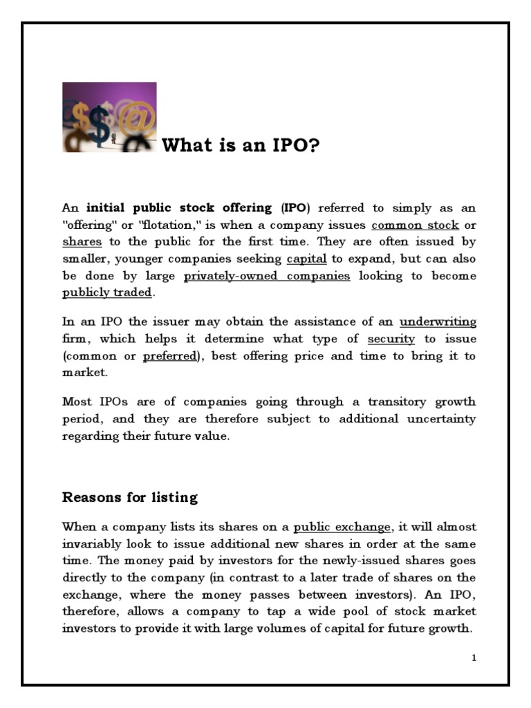 Understanding Initial Public Offerings (IPOs) | PDF | Stocks | Initial ...