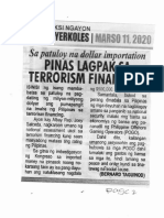 Saksi Ngayon, Mar. 11, 2020, Sa Patuloy Na Dollar Importation Pinas Lagpak Sa Terrorism Financing PDF