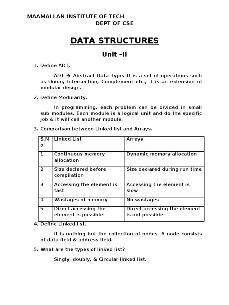 Data Structures for CSE Students | PDF | Queue (Abstract Data Type ...