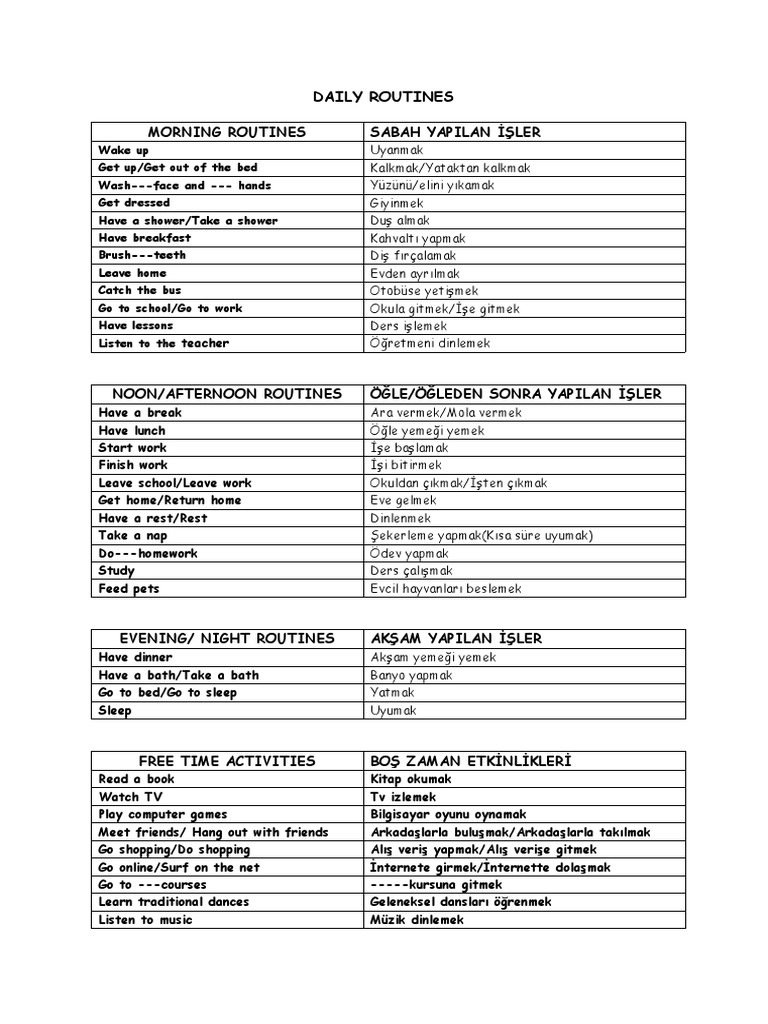 Daily Routines | PDF