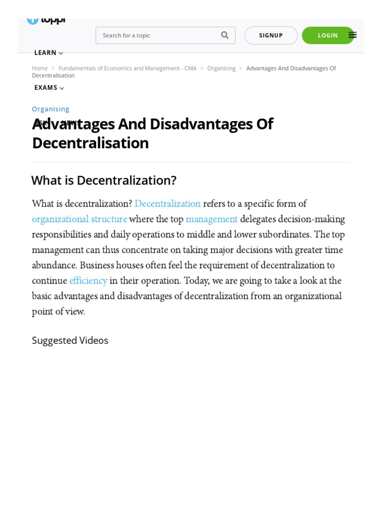 Advantages and Disadvantages of Decentralization | PDF | Decentralization |  Autonomy