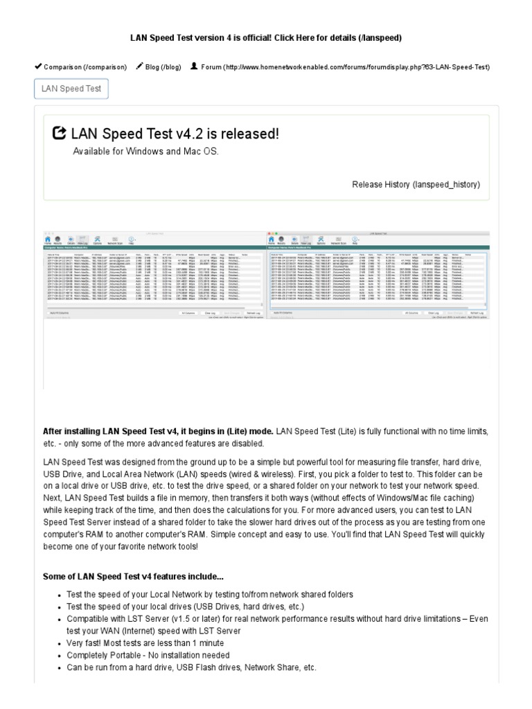 LAN Speed Test PDF Local Area Network Computer Network