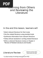 Learning From Others and Reviewing The Literature