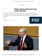 Legislativo Da Rússia Aprova Regra para Que Putin Fique No Poder Até 2036 - Mundo - G1