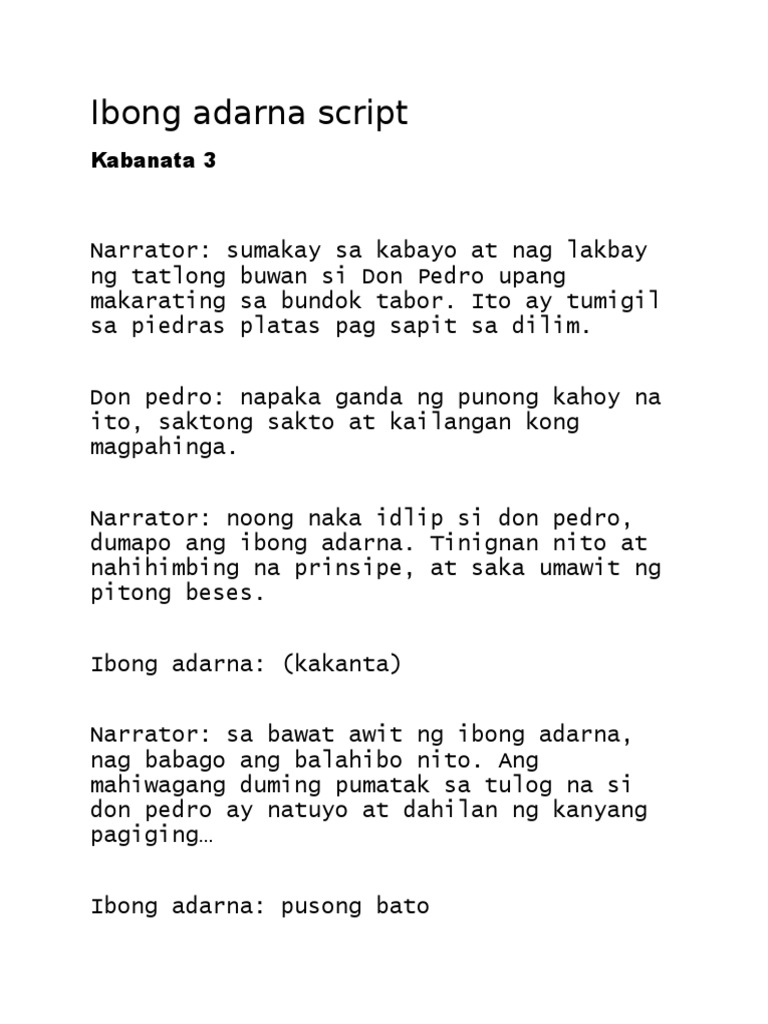 Ibong Adarna Script | PDF