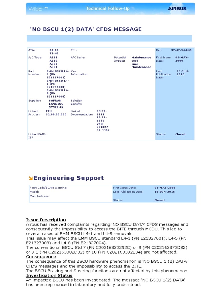 Ecam Bscu Sys 2 Fault Airbus Tfu | PDF | Business