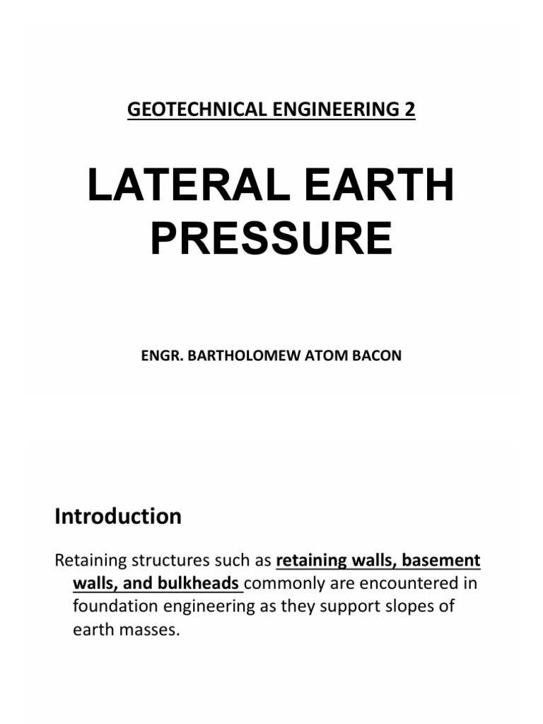 Lateral Earth Pressure | PDF | Force | Geotechnical Engineering