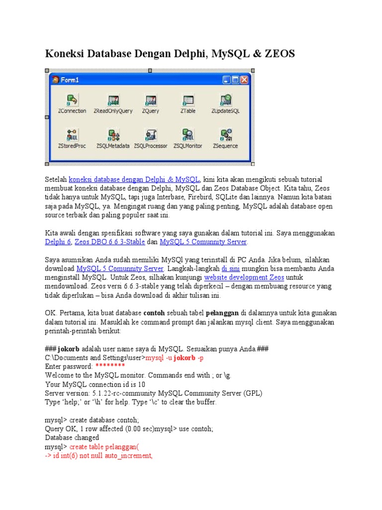 Koneksi Delphi dengan MySQL dan Zeos | PDF | Metode & Bahan Ajar | Komputer