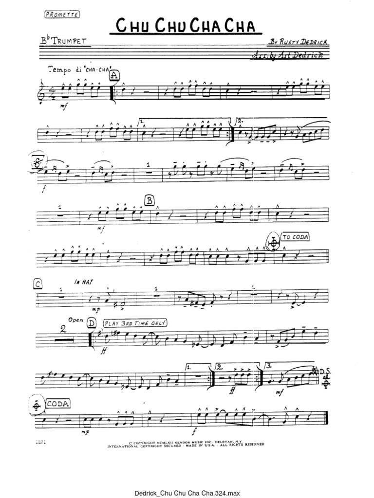Chu Chu Cha Cha - 5 Horns + Rhythm - Dedrick | PDF