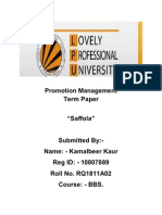 Promotion Management Term Paper Kamal