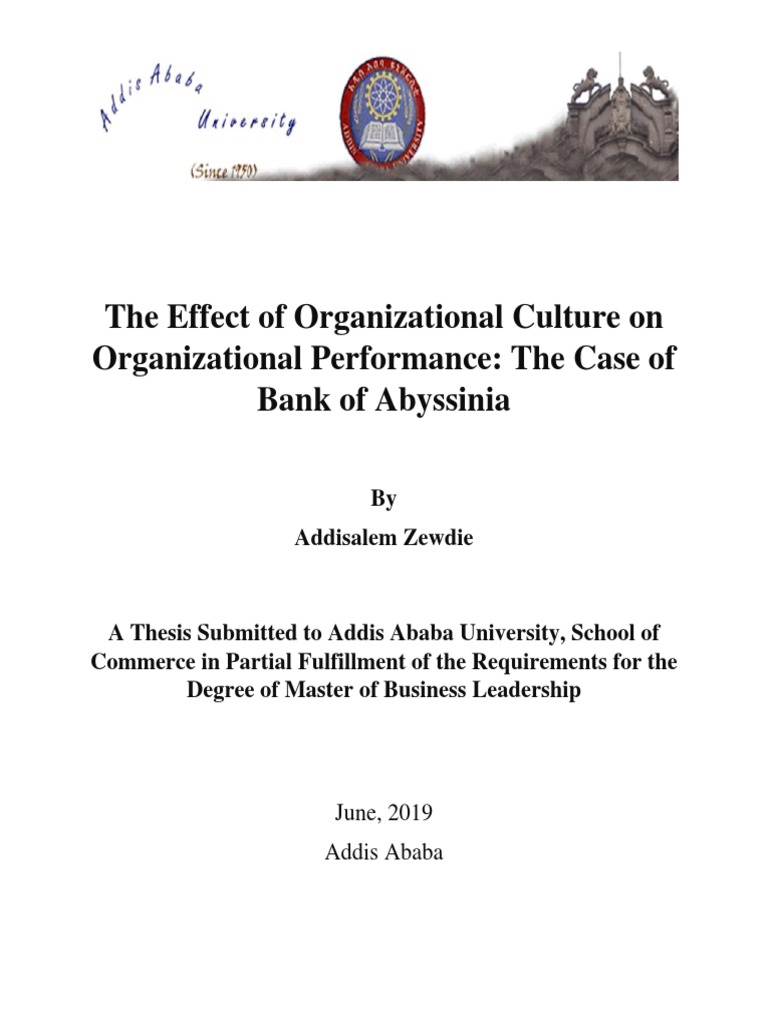 Addisalem Zewdie Organizational Culture Value Ethics