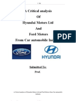 44586726 Car Automobile Industry a Critical Analysis of Hyundai Motors Ltd and Ford Motors From Car Automobile Industry Thesis 116p