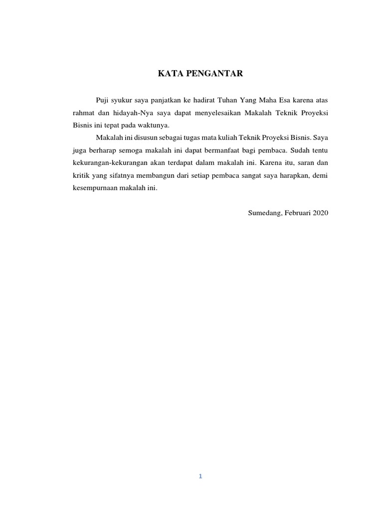 Makalah Teknik Proyeksi Bisnis