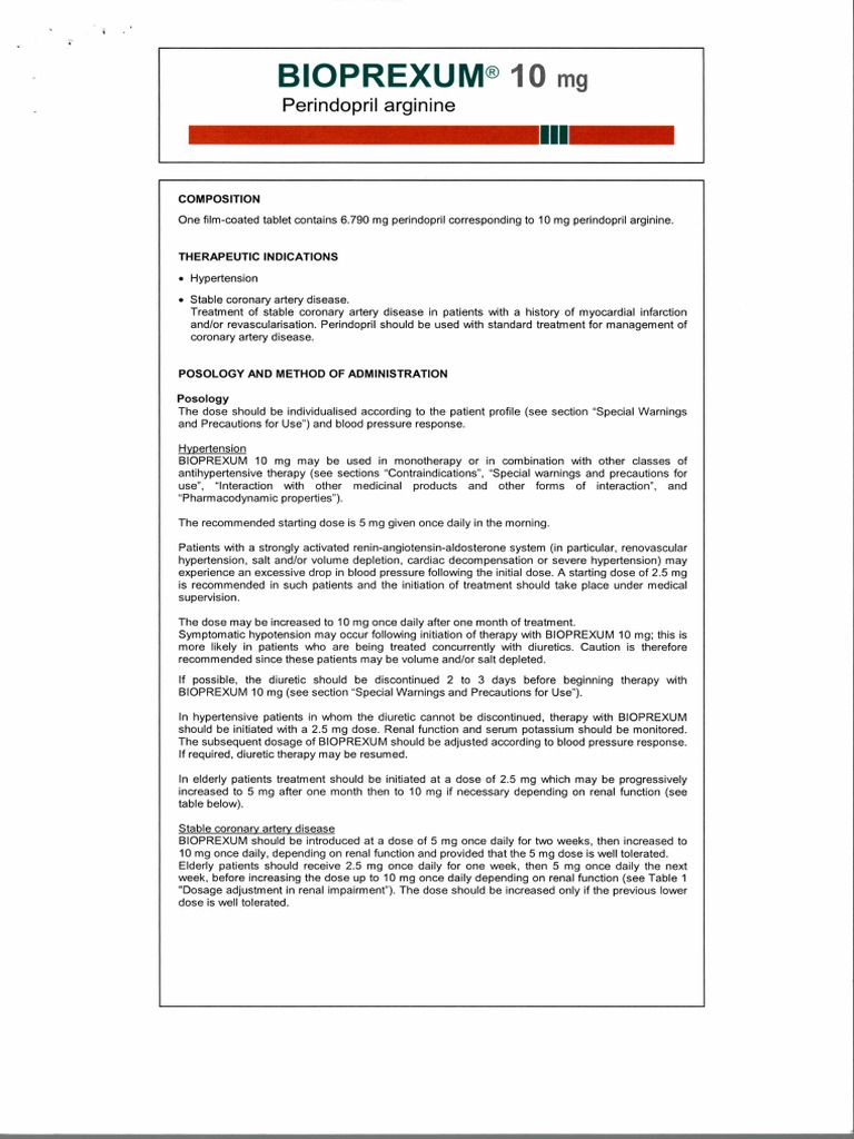 Bioprexum Tablet Salut Selaput 10 MG - Perindopril Arginin | PDF
