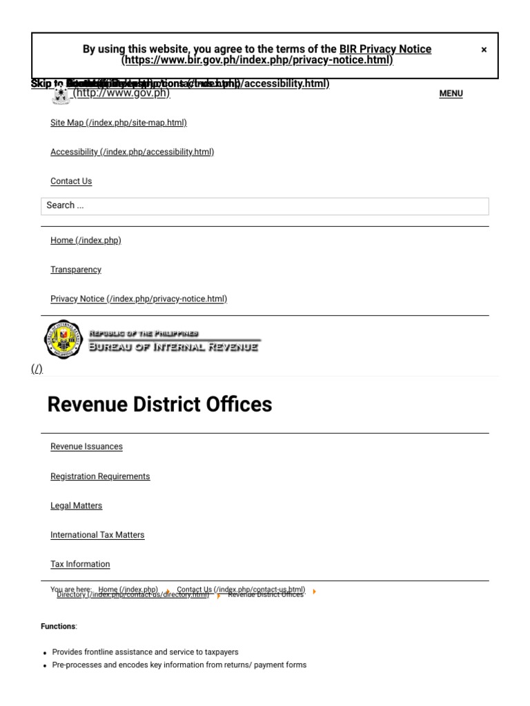 Revenue District Offices Bureau of Internal Revenue PDF Luzon