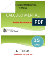 CÁLCULO MENTAL Tablas de multiplicar