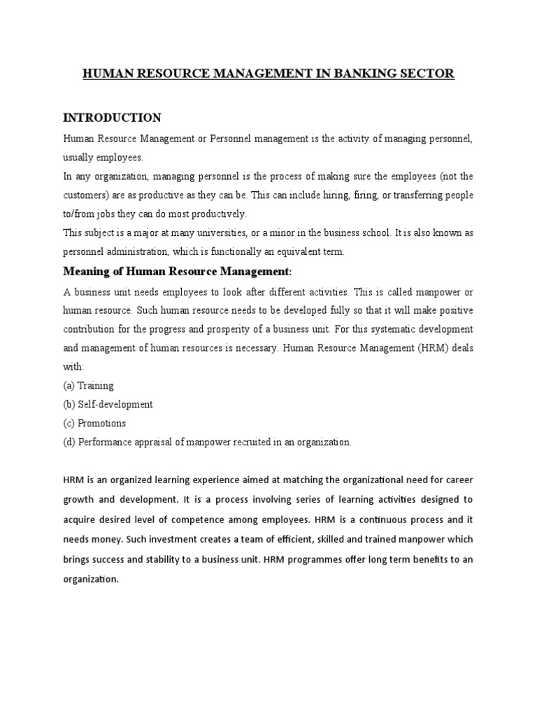 Human Resource Management in Banking Sector 2 | PDF | Human Resources ...