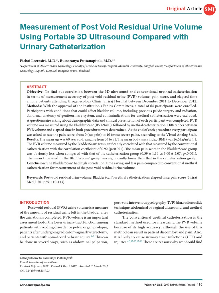 Leerasiri P Measurement of Post Void Residual Urine Volume PDF