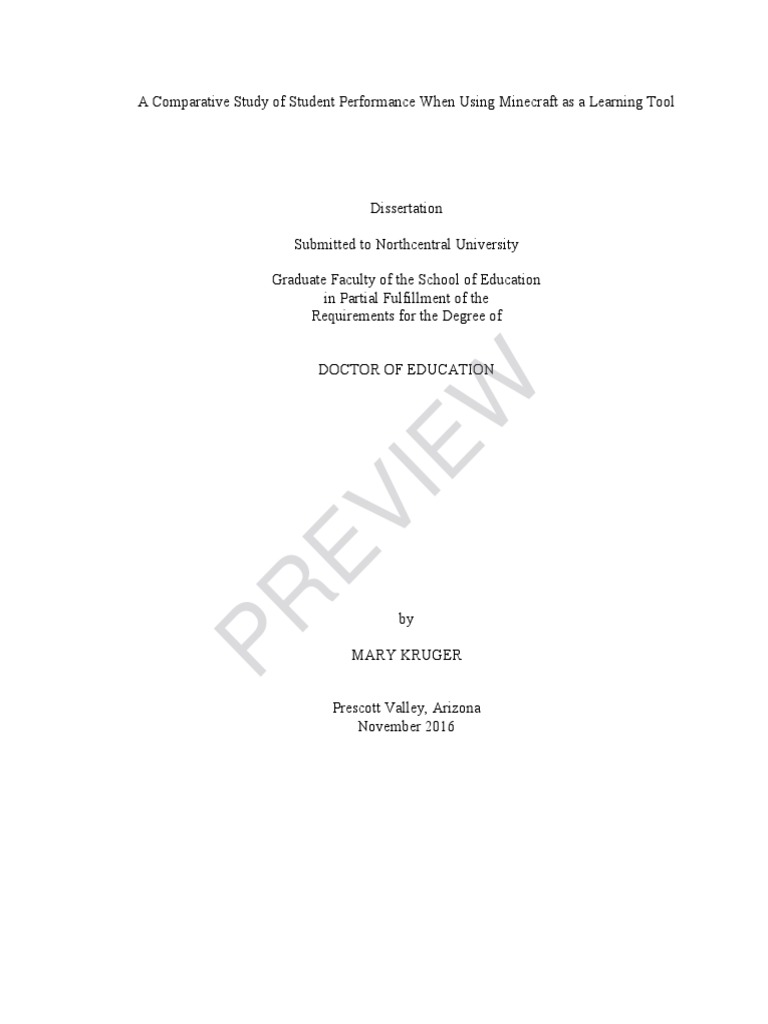 A Comparative Study of Student Performance When Using Minecraft As A ...