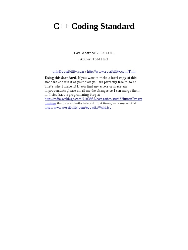 C++ Coding Standards Guide | PDF | C (Programming Language) | Class ...