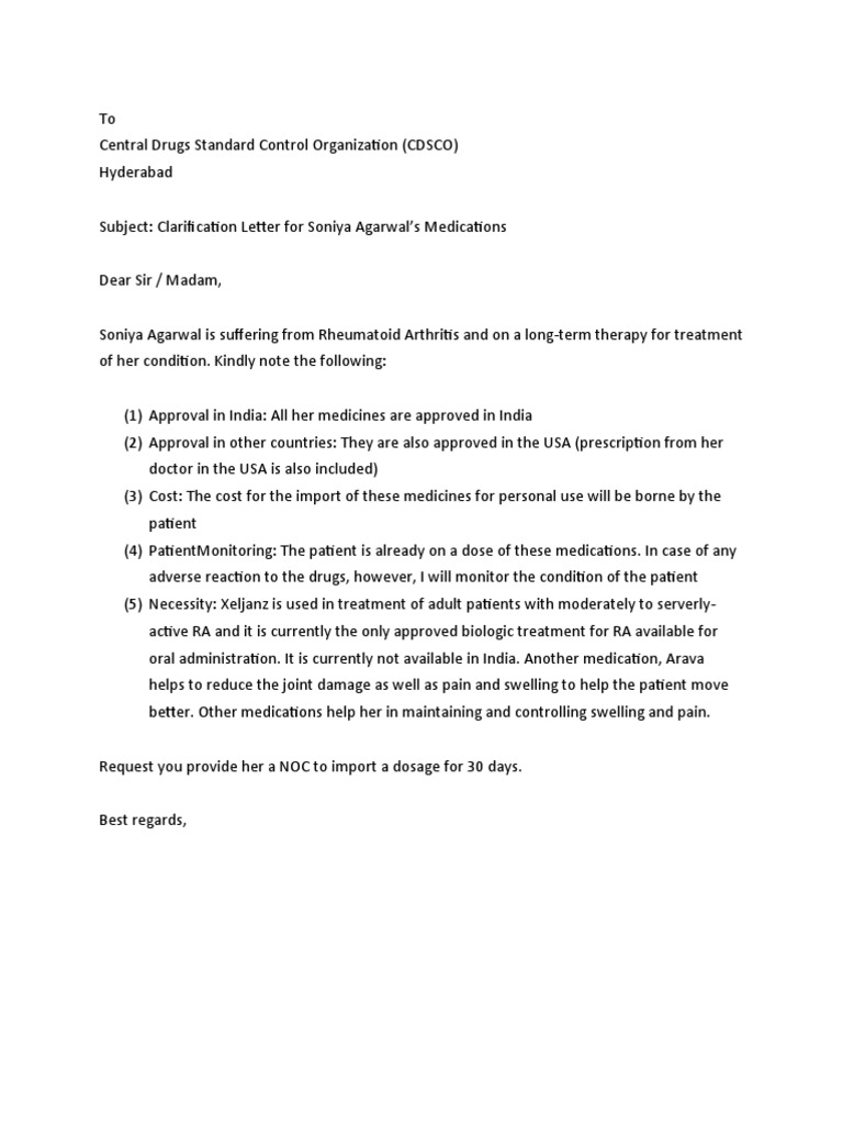 Clarification Letter | PDF | Dose (Biochemistry) | Chemistry