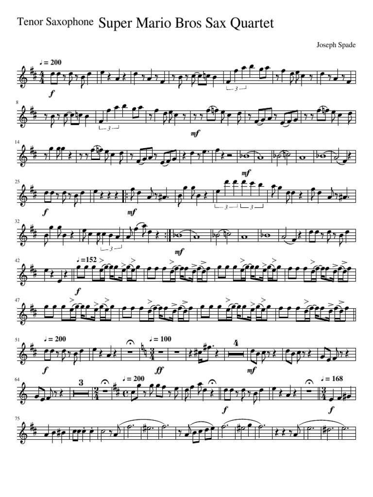 Super Mario Bros Sax QuartetSuper Mario Bros Sax QuartetTenor