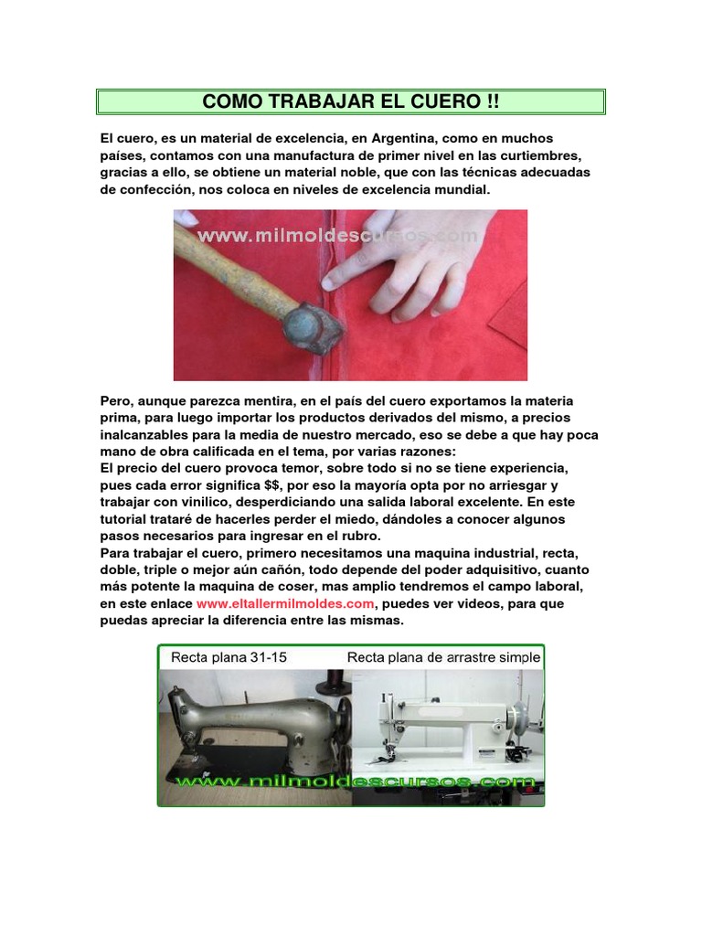 Como Trabajar El Cuero PDF Herramientas Naturaleza