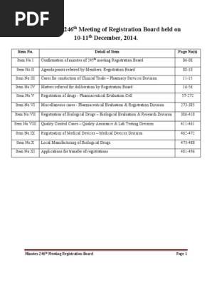Minutes 246th Registration Board Pdf Malaria Vaccines