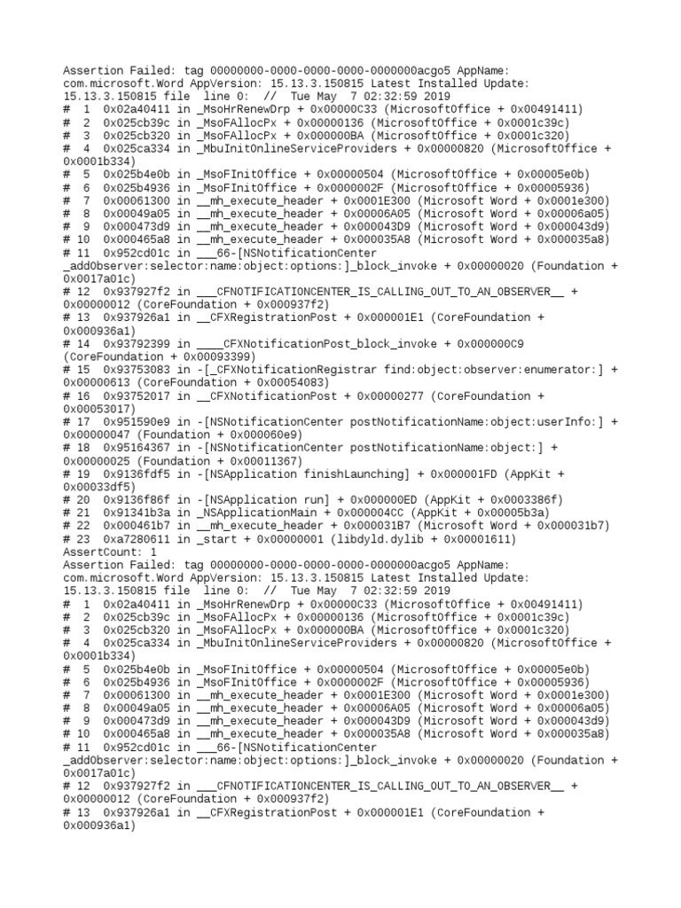 Microsoft Word Assertion Failures | PDF | Computer Related ...