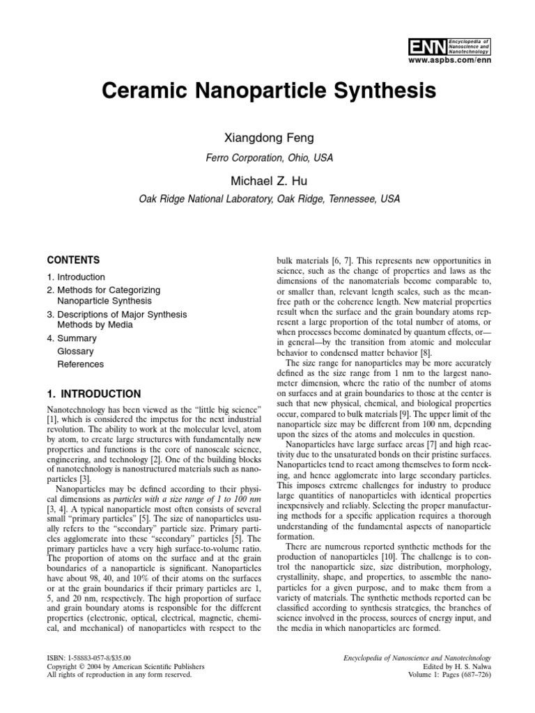 Ceramic Nanoparticle Synthesis PDF Nanoparticle Aerosol