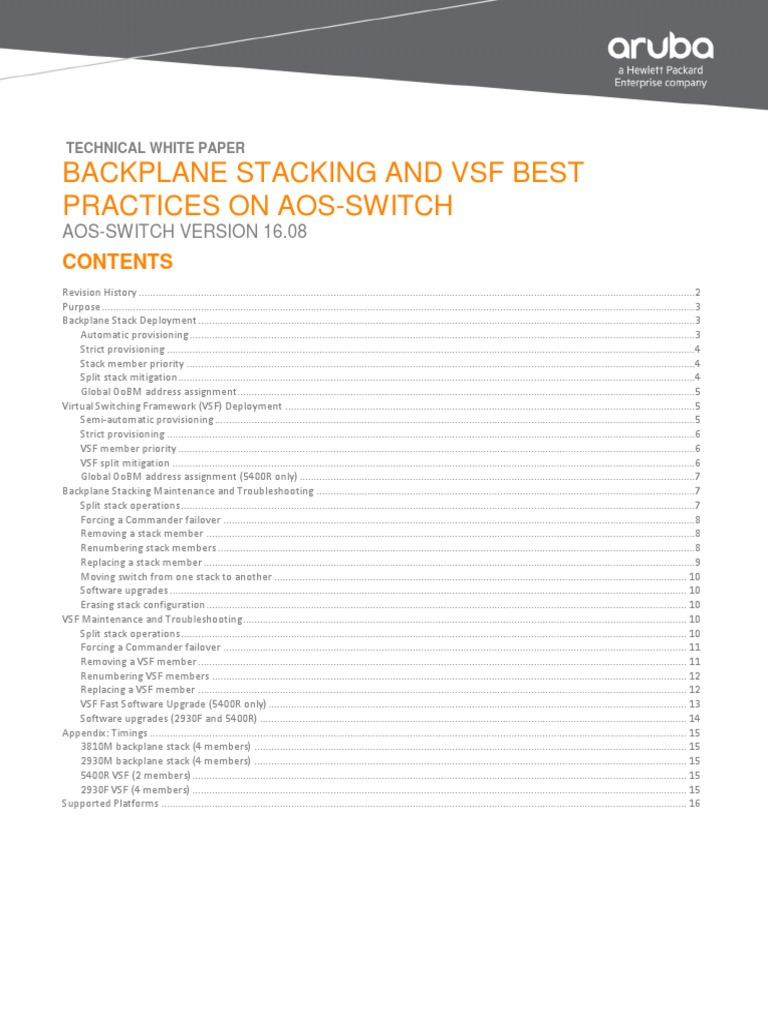 Backplane Stacking and VSF Best Practices PDF PDF Booting File Transfer Protocol