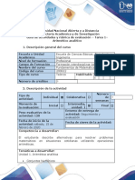 Guía de actividades y rúbrica de evaluación - Tarea 1 - Aritmético Analítico