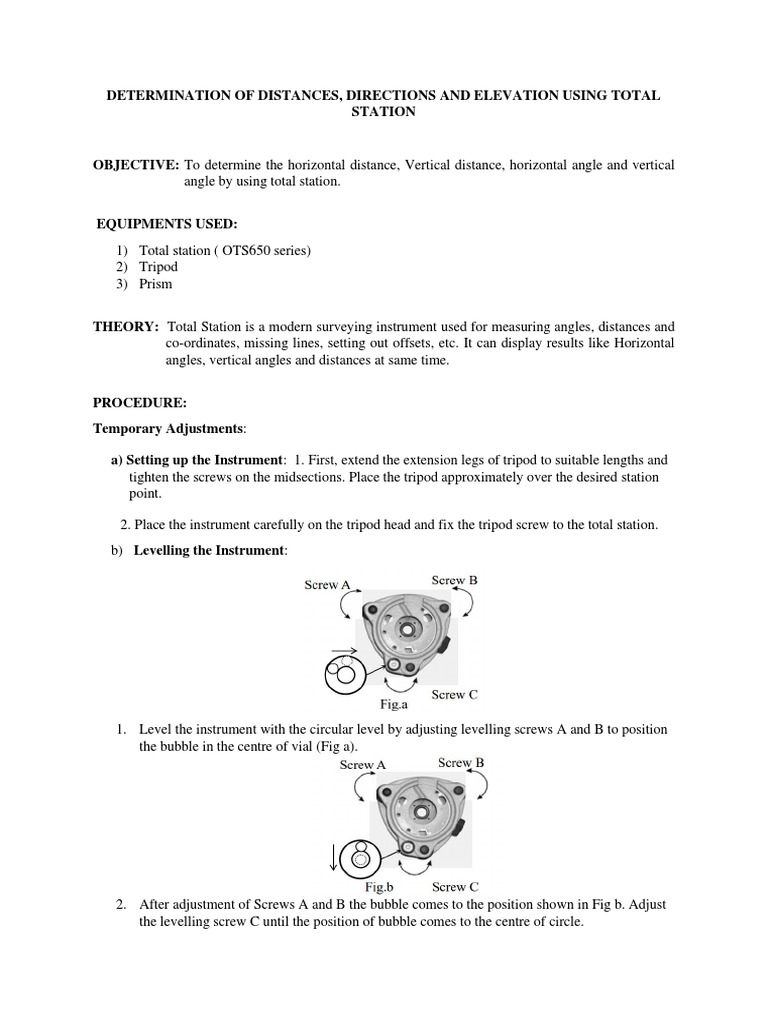 Determination of Horizontal and Vertical Distance, Horizontal Angle and ...