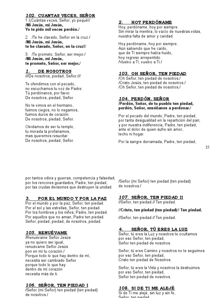 Letras de Cantos de Perdón | PDF | Cristo (título) | Perdón