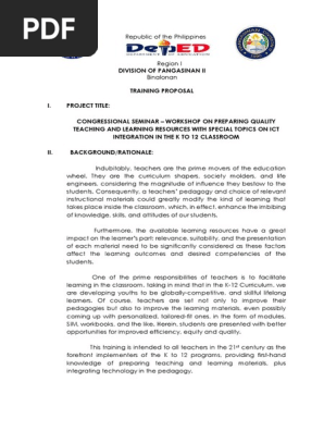 Approved Training Proposal