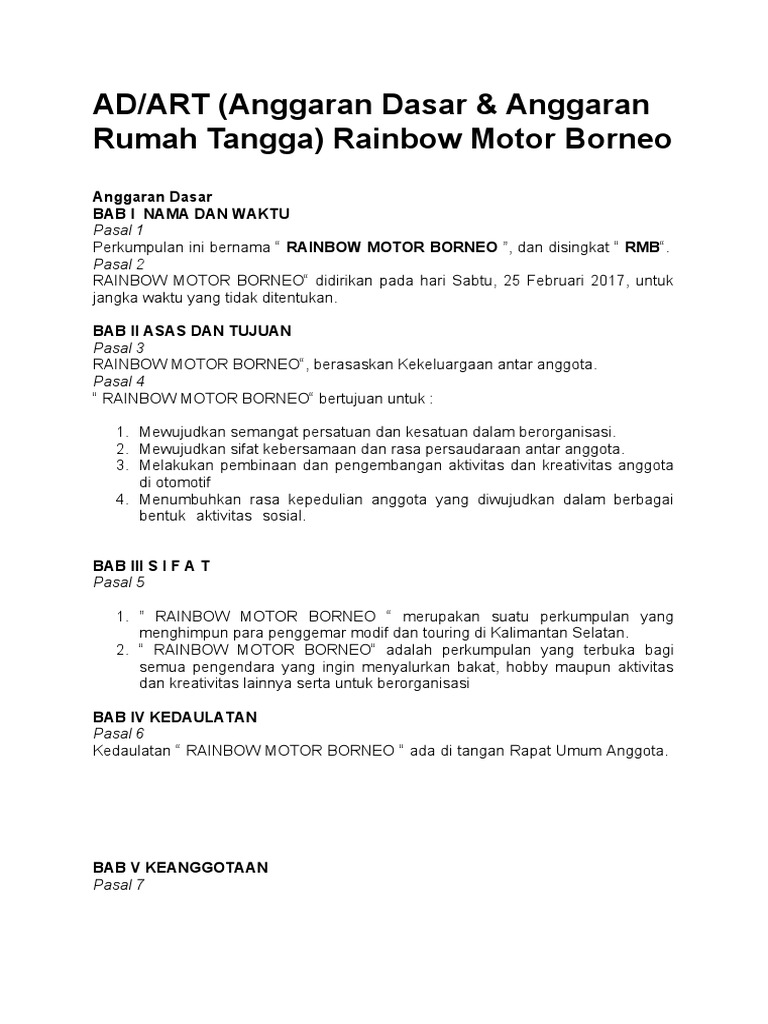 Adrt RMB | PDF | Pengelolaan Keuangan & Uang