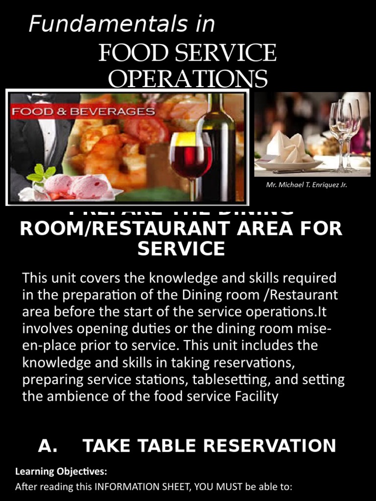 Fundamentals of Food Service Operations | PDF | Restaurants | Tableware
