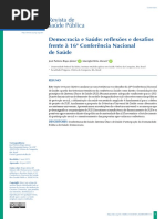 Democracia e Saúde - reflexões e desafios frente à 16 Conferência Nacional de Saúde