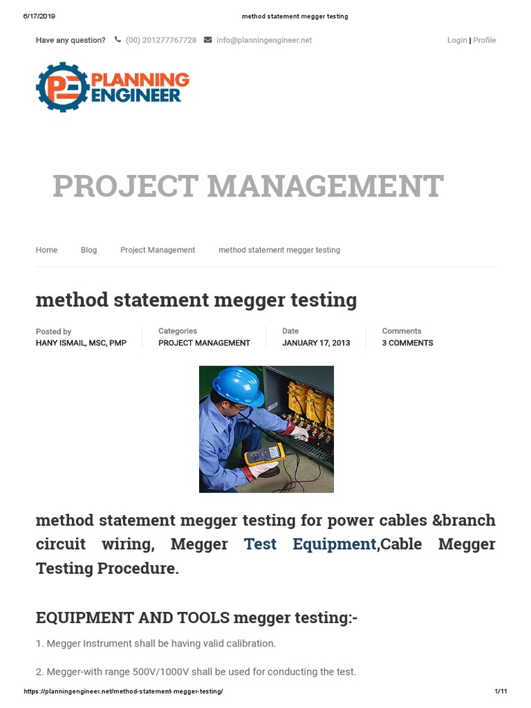 Method Statement Megger Testing | PDF | United Arab Emirates ...