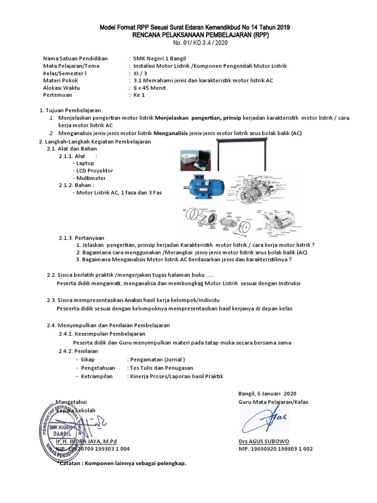 Model Format RPP IML Sesuai Surat Edaran Kemendikbud No 14 Tahun 2019 ...