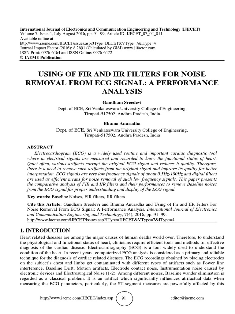 Using of Fir and IIR Filters For Noise Removal From ECG Signal | PDF ...