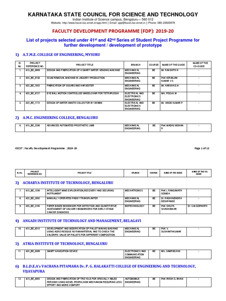 FDP Projects List Old 2019-20 | PDF | Internet Of Things | Engineering