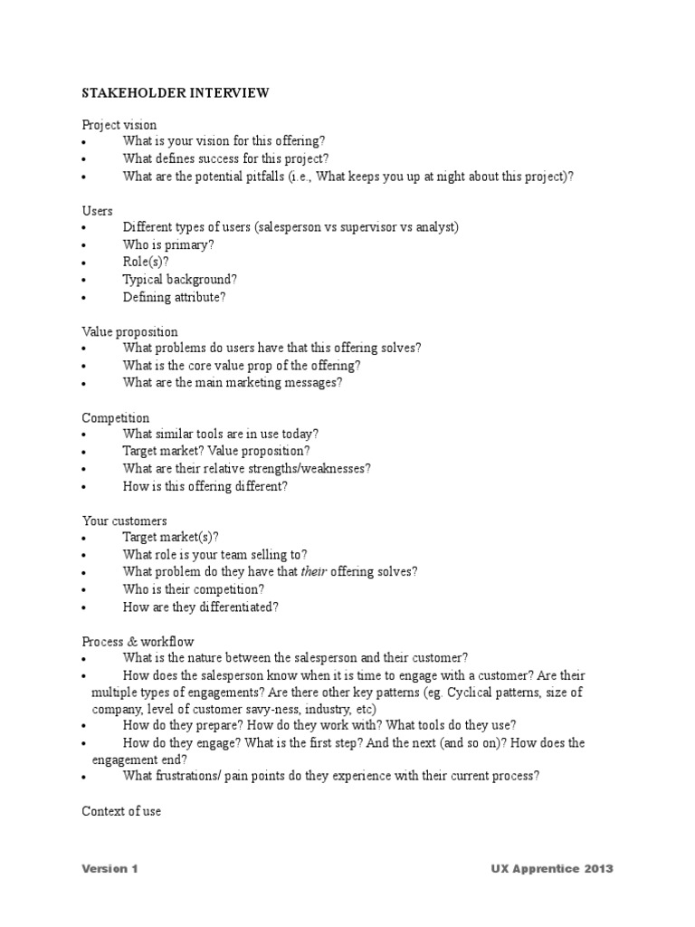 Stakeholder Interview Template PDF Sales Marketing Stakeholder Interview Template PDF Sales Marketing