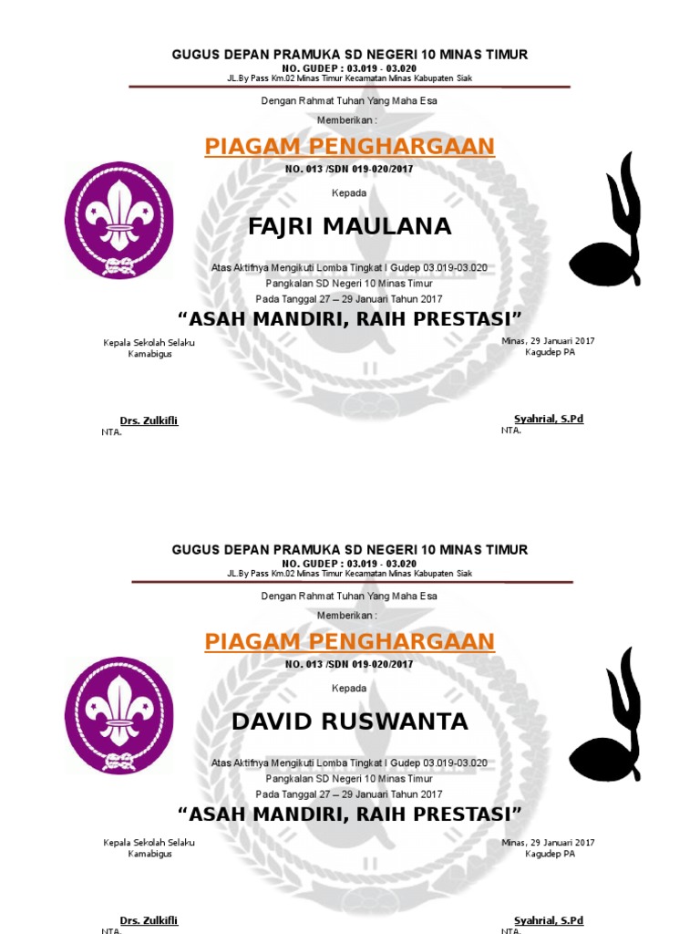 PIAGAM PRAMUKA LT 2017 | PDF