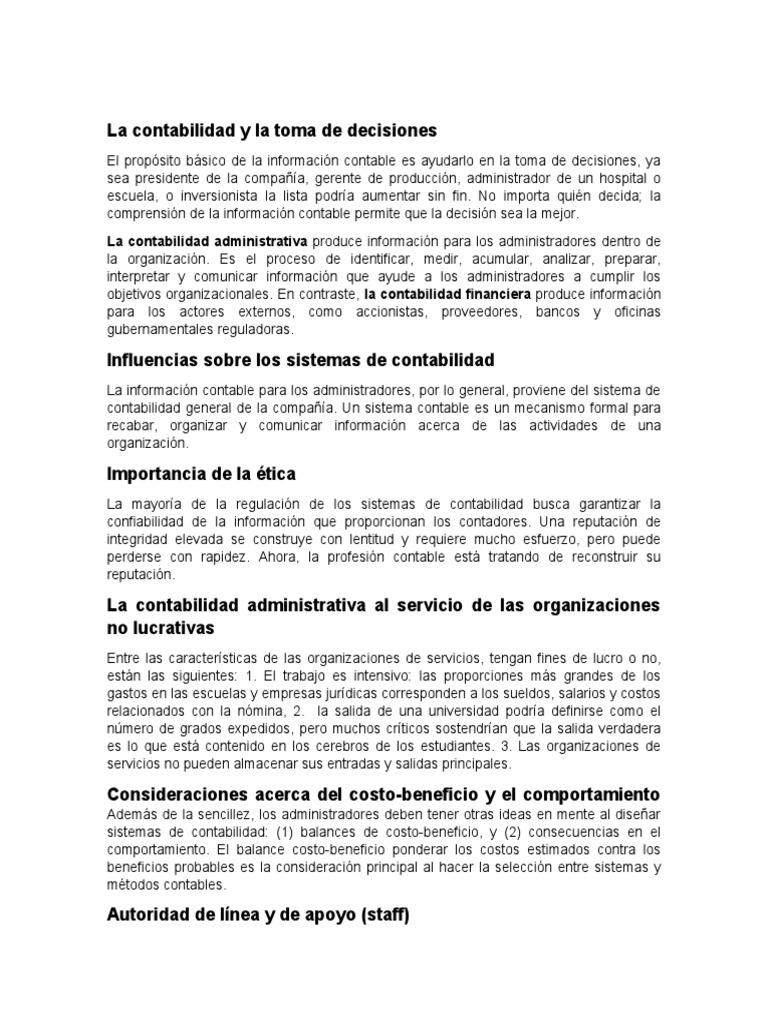 Contabilidad Administrativa y Decisiones | PDF | Costo | Contabilidad