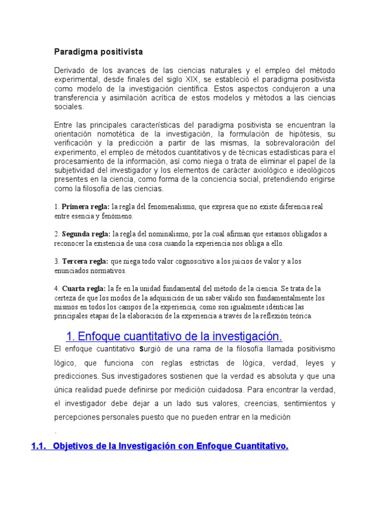 Paradigma Positivista | PDF | Positivismo | Sicología
