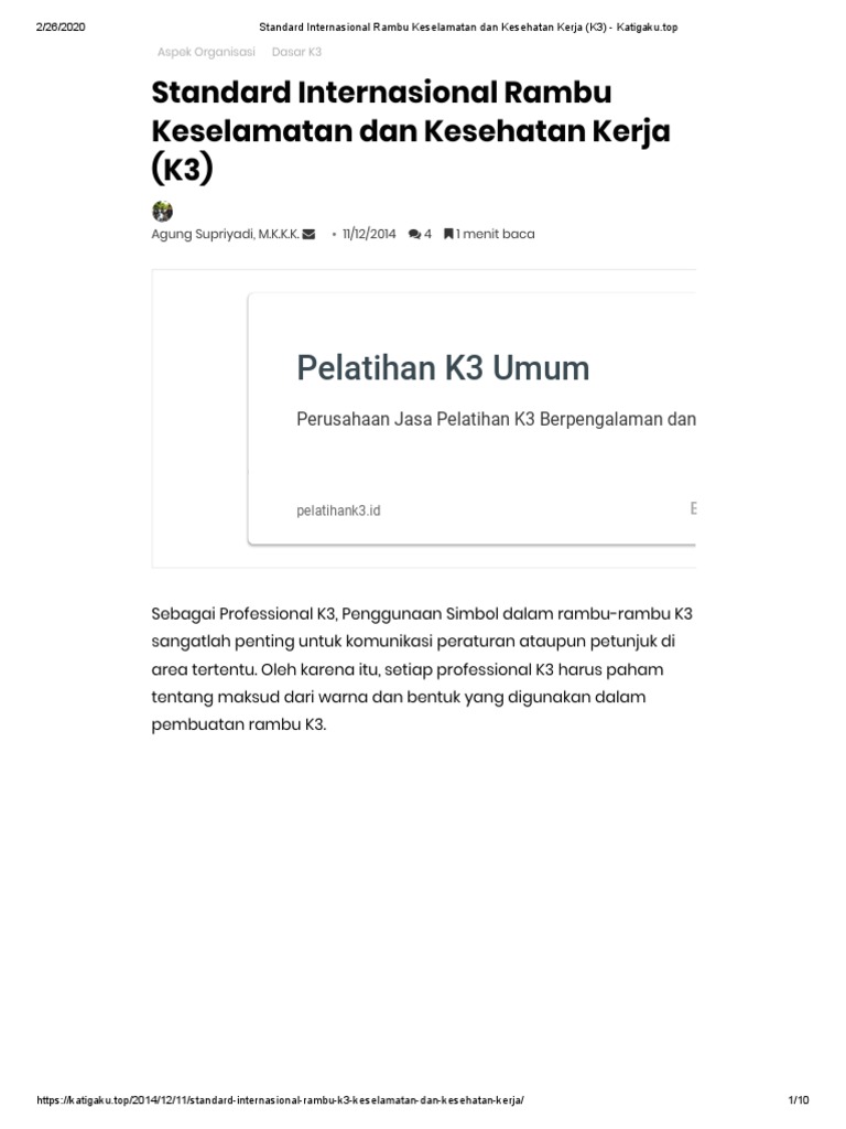 Rambu K3: Standar Internasional dan Artinya | PDF