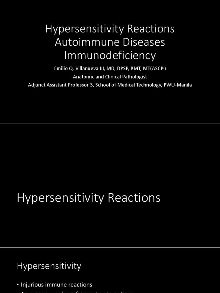 03 Hypersensitivity Reactions Autoimmune Diseases Immunodeficiency ...