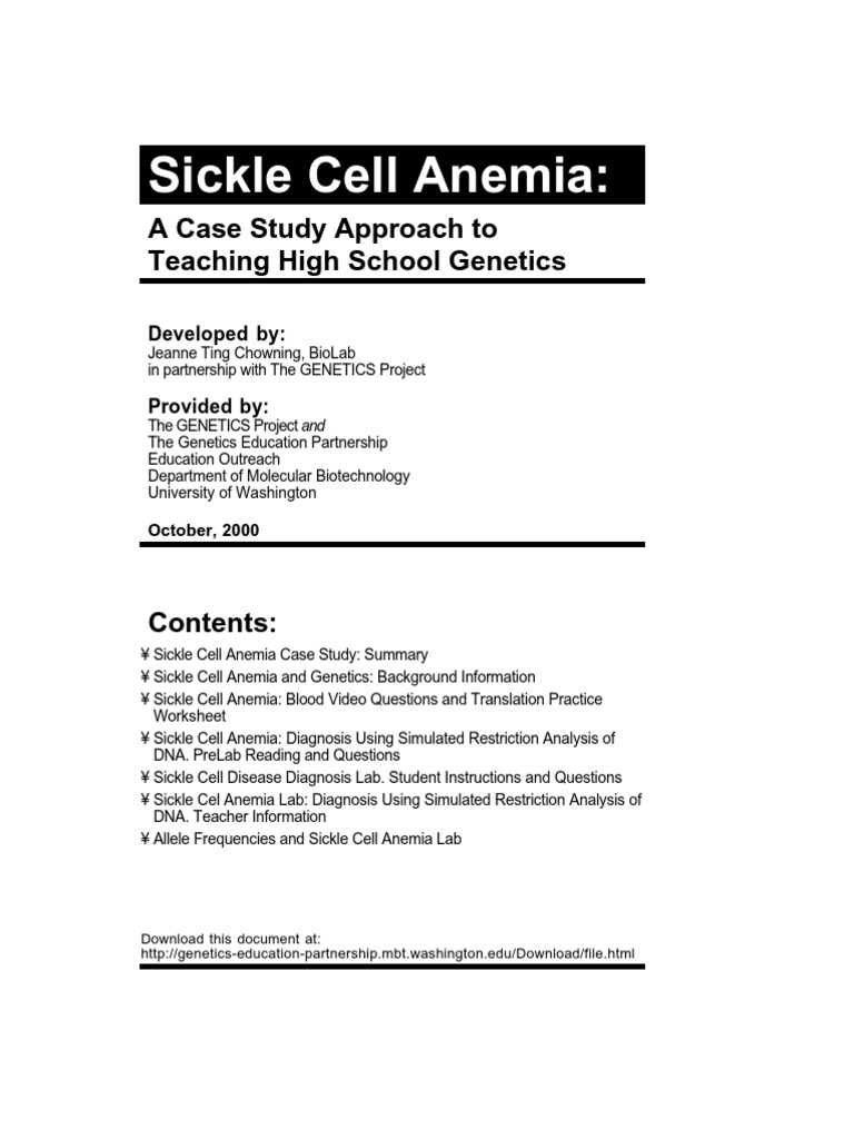 Sickle Cell Anemia Case Study Guide | PDF | Genetics | Hemoglobin