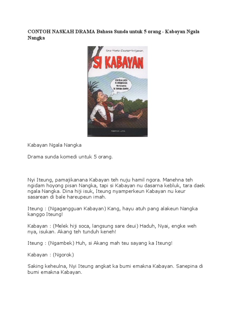 Contoh Naskah Drama Bahasa Sunda Untuk 5 Orang